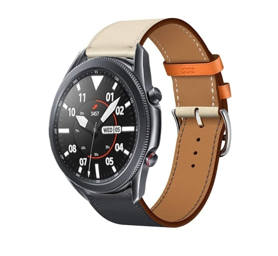 Strap-it Strap-it Samsung Galaxy Watch 3 45mm Leather Strap (White/Navy Blue) Strap-it Strap-it Samsung Galaxy Watch 3 45mm Leather Strap (White/Navy Blue)