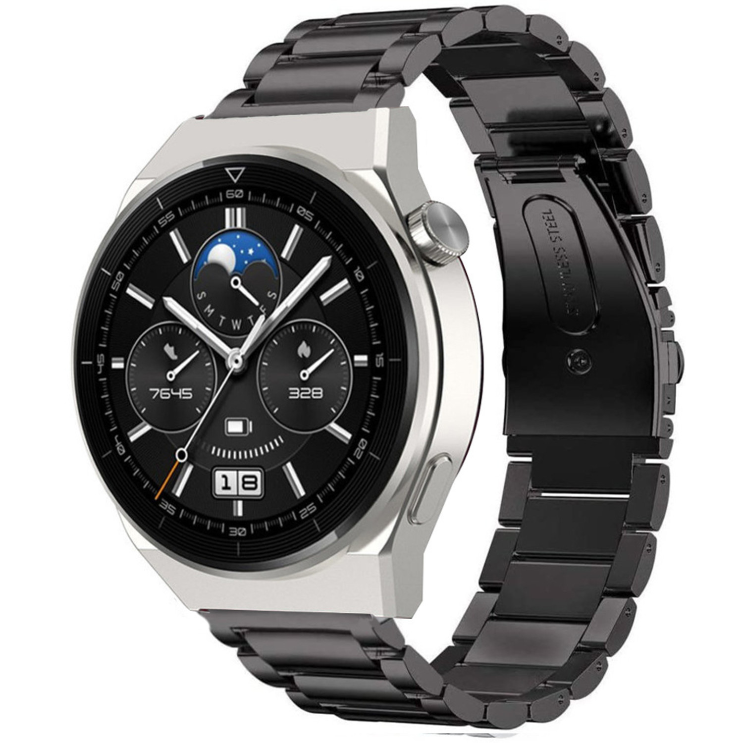 Strap-it Strap-it Huawei Watch GT 3 Pro 46mm Titanium Strap (Black)