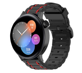 Strap-it Huawei Watch GT 3 42mm Silicone Strap Tough (Black/Red)