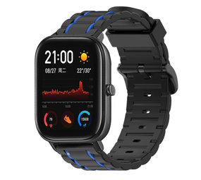 Strap-it Xiaomi Amazfit GTS Silicone Strap Tough (Black/Blue)