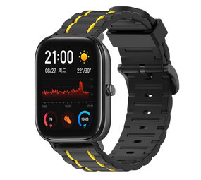 Strap-it Xiaomi Amazfit GTS Silicone Strap Tough (Black/Yellow)