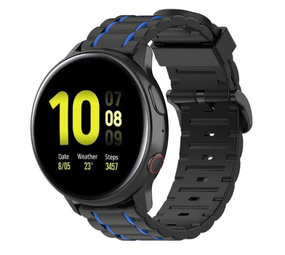 Strap-it Samsung Galaxy Watch Active Silicone Strap Tough (Black/Blue)