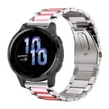 Strap-it Garmin Venu 2s Steel Strap (Silver/Pink)
