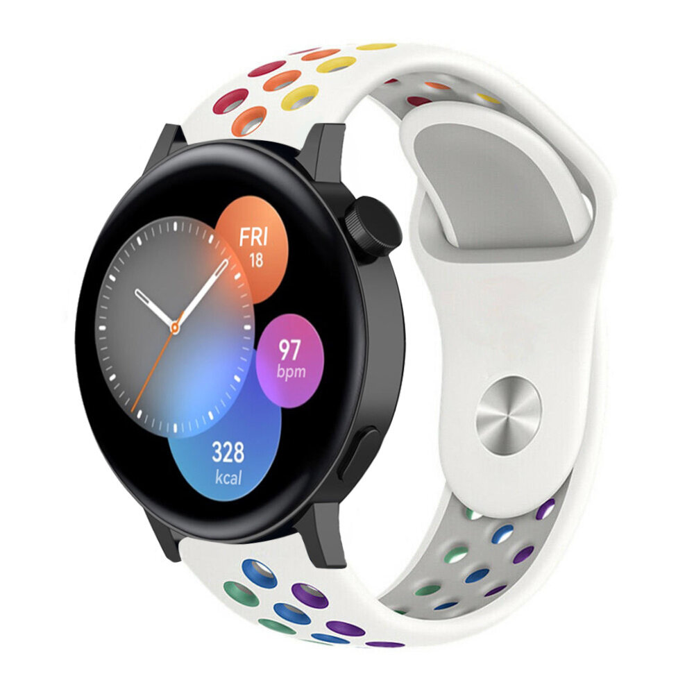 Strap-it Strap-it Huawei Watch GT 3 42mm Sport Strap (White/Rainbow) Strap-it Strap-it Huawei Watch GT 3 42mm Sport Strap (White/Rainbow)