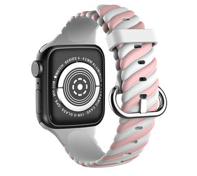 Strap-it Apple Watch Twisted Silicone Strap (White/Pink)