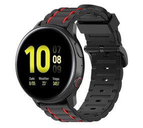 Strap-it Samsung Galaxy Watch Active Silicone Strap Tough (Black/Red)