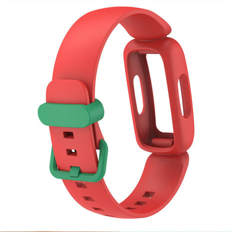 Strap-it Strap-it Fitbit Ace 3 Silicone Strap (Red/Green)