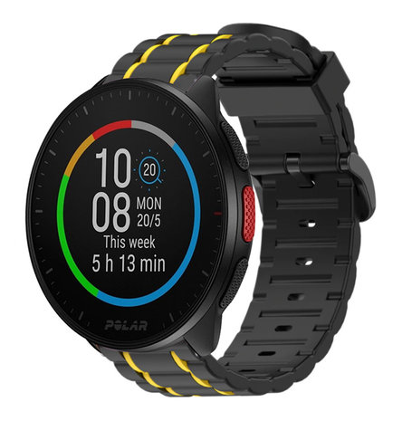 Strap-it Strap-it Polar Pacer Silicone Strap Tough (Black/Yellow)