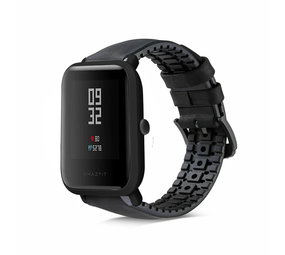 Strap-it Xiaomi Amazfit Bip Silicone/Leather Strap (Black)