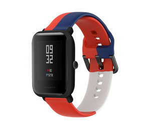 Strap-it Xiaomi Amazfit Bip Silicone Strap Triple (Red-White-Blue)