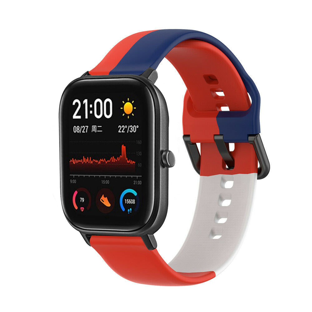 Strap-it Strap-it Xiaomi Amazfit GTS Silicone Strap Triple (Red-White-Blue)