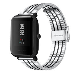 Strap-it Xiaomi Amazfit Bip Fine Steel Strap (Silver/Black) Strap-it Xiaomi Amazfit Bip Fine Steel Strap (Silver/Black)