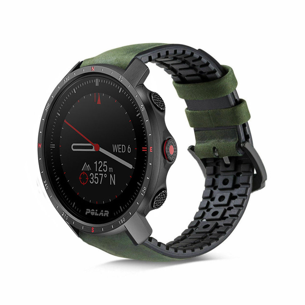 Strap-it Strap-it Polar Grit X Pro Silicone/Leather Strap (Black/Green)