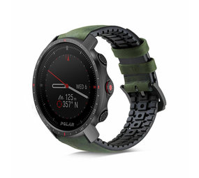 Strap-it Polar Grit X Pro Silicone/Leather Strap (Black/Green)