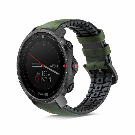 Strap-it Strap-it Polar Grit X Pro Silicone/Leather Strap (Black/Green)