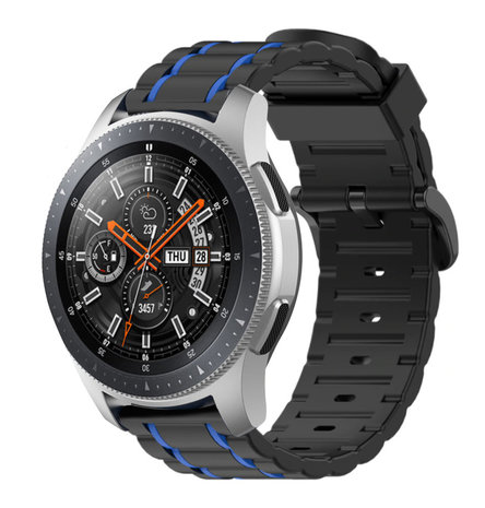 Strap-it Strap-it Samsung Galaxy Watch 46mm Silicone Strap Tough (Black/Blue) Strap-it Strap-it Samsung Galaxy Watch 46mm Silicone Strap Tough (Black/Blue)