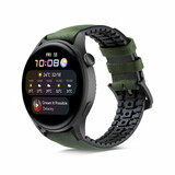 Strap-it Huawei Watch 3 (Pro) Silicone/Leather Strap (Black/Green)