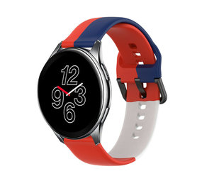 Strap-it OnePlus Watch Silicone Strap Triple (Red-White-Blue)