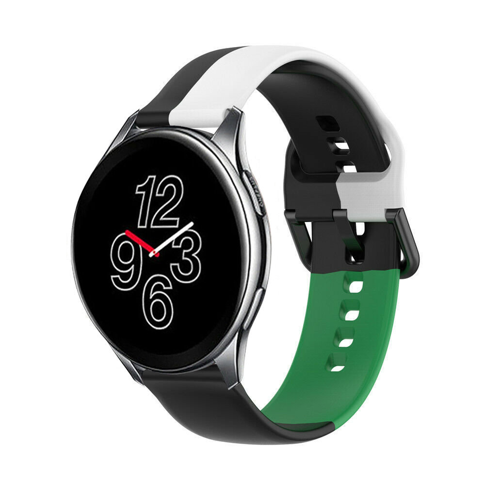 Strap-it Strap-it OnePlus Watch Silicone Strap Triple (Black-White-Green)