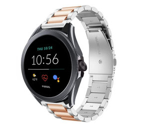 Strap-it Fossil Gen 5e 44mm Steel Strap (Silver/Rose Gold) Strap-it Fossil Gen 5e 44mm Steel Strap (Silver/Rose Gold)