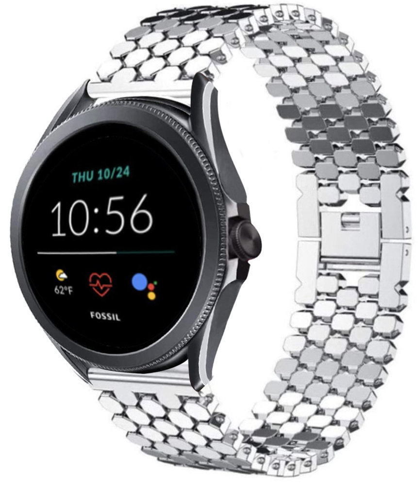 Strap-it Strap-it Fossil Gen 5e 44mm Steel Strap Hexagons (Silver) Strap-it Strap-it Fossil Gen 5e 44mm Steel Strap Hexagons (Silver)