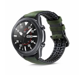 Strap-it Samsung Galaxy Watch 3 45mm Silicone Leather Strap (Green)