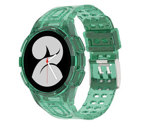 Strap-it Samsung Galaxy Watch 4 40mm Silicone Strap with Frame (Transparent Green)