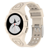 Strap-it Samsung Galaxy Watch 4 44mm Silicone Strap with Frame (Ivory White)