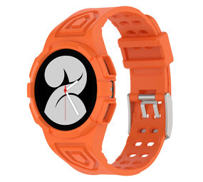 Strap-it Samsung Galaxy Watch 4 44mm Silicone Strap with Frame (Orange)