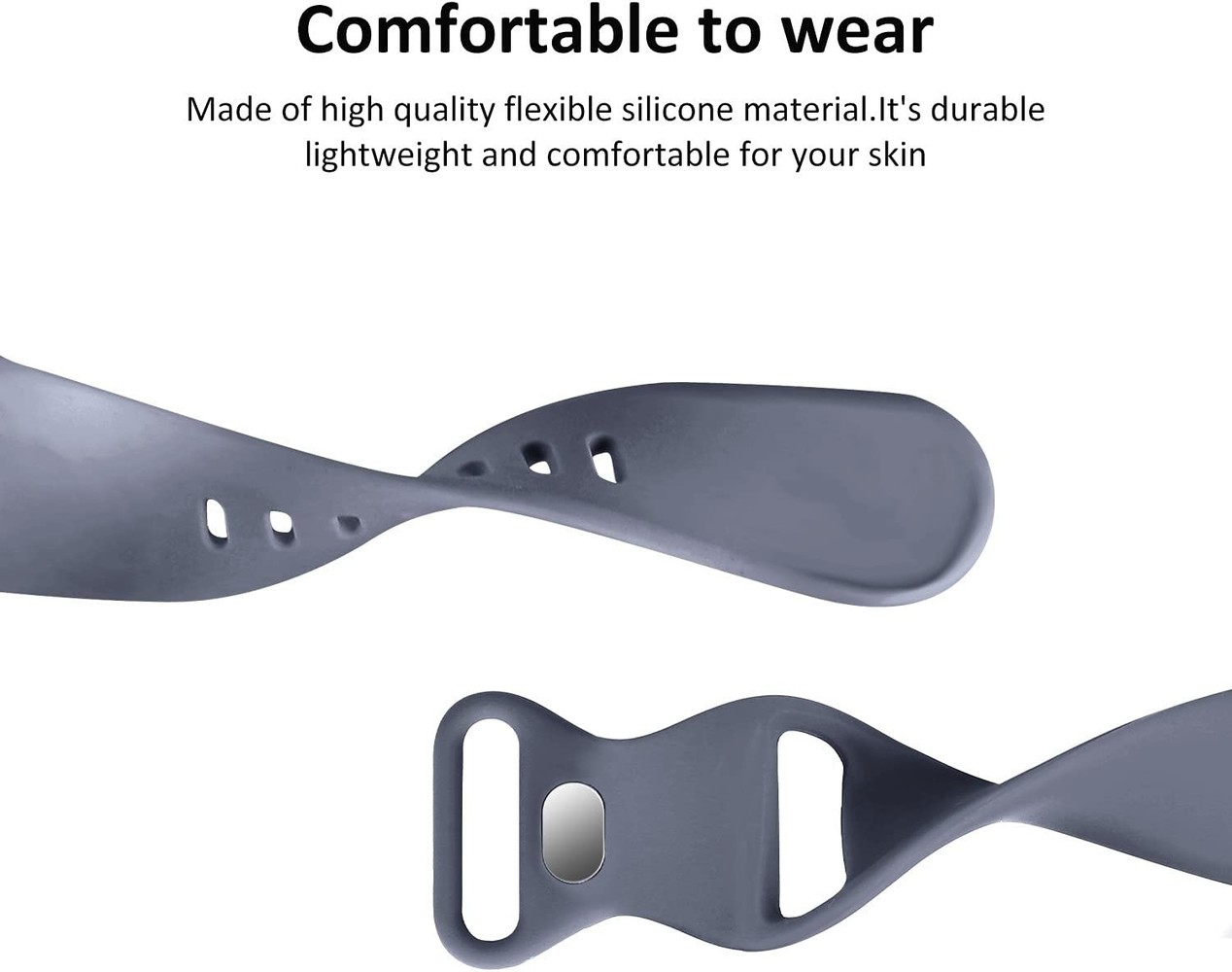 Strap-it Strap-it Apple Watch Silicone Strap Classic (Grey-Blue)