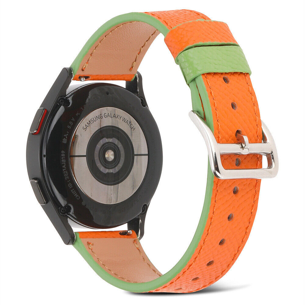Strap-it Strap-it Samsung Galaxy Watch 4 44mm Leather Strap (Orange/Green) Strap-it Strap-it Samsung Galaxy Watch 4 44mm Leather Strap (Orange/Green)