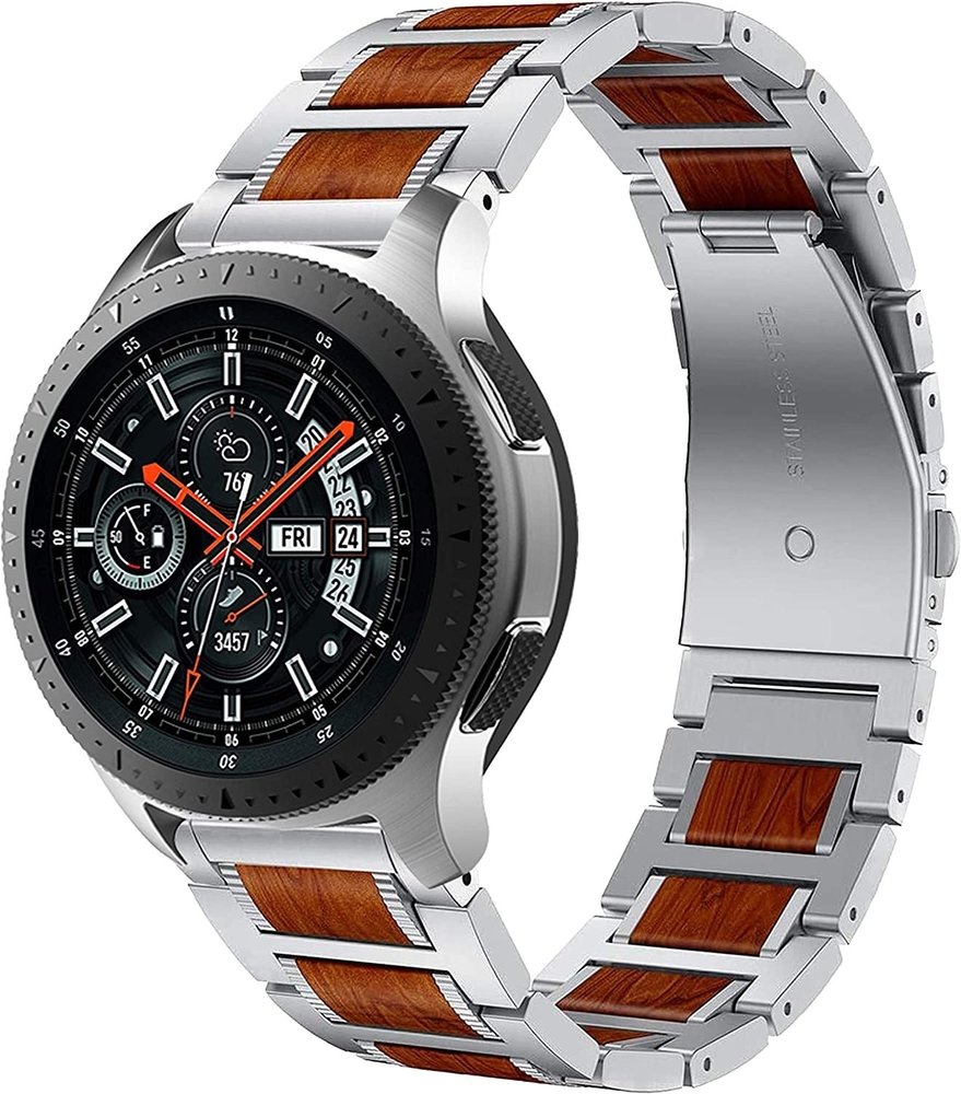 Strap-it Strap-it Samsung Galaxy Watch 46mm Wood/Steel Strap (Silver) Strap-it Strap-it Samsung Galaxy Watch 46mm Wood/Steel Strap (Silver)