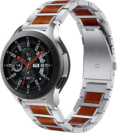Strap-it Strap-it Samsung Galaxy Watch 46mm Wood/Steel Strap (Silver) Strap-it Strap-it Samsung Galaxy Watch 46mm Wood/Steel Strap (Silver)