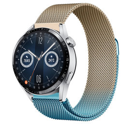 Strap-it Huawei Watch GT 3 46mm Milanese Strap (Blue/Gold) Strap-it Huawei Watch GT 3 46mm Milanese Strap (Blue/Gold)