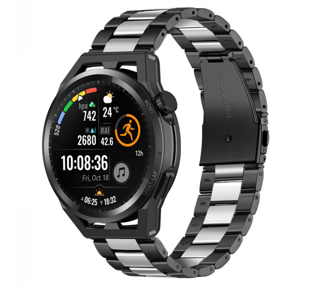 Strap-it Strap-it Huawei Watch GT Steel Strap (Black/Silver) Strap-it Strap-it Huawei Watch GT Steel Strap (Black/Silver)