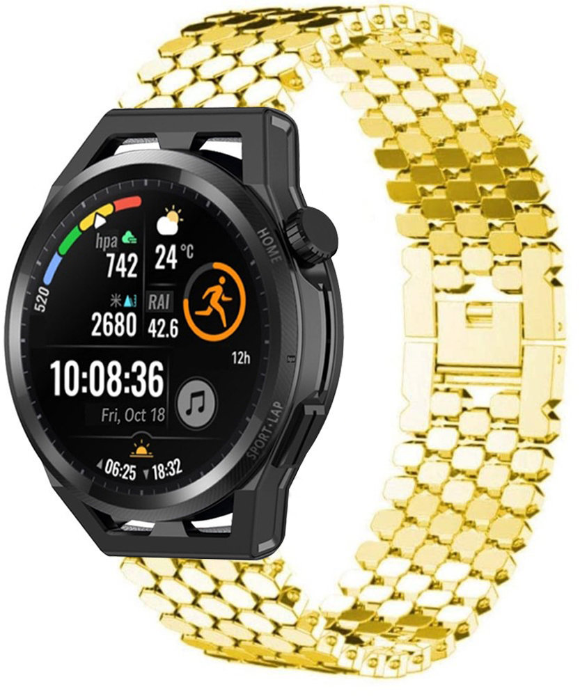 Strap-it Strap-it Huawei Watch GT Steel Strap Hexagons (Gold) Strap-it Strap-it Huawei Watch GT Steel Strap Hexagons (Gold)