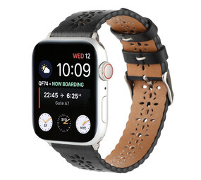 Apple Watch Patterned Leather Strap Black