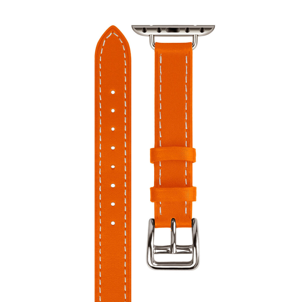 Strap-it Strap-it Apple Watch Leather Double Tour Strap (Orange) Strap-it Strap-it Apple Watch Leather Double Tour Strap (Orange)