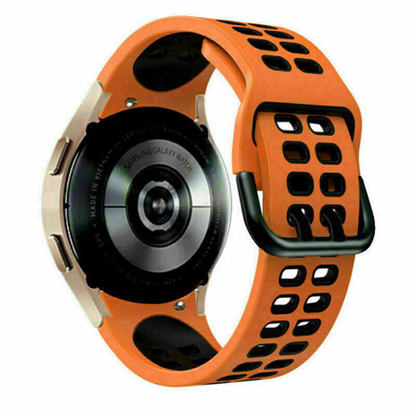 Strap-it Strap-it Samsung Galaxy Watch 4 Classic 42mm Squared Sport Strap  (Orange/Black)