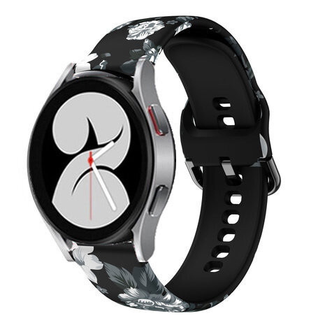 Strap-it Strap-it Samsung Galaxy Watch 4 40mm Strap Grey Flowers Strap-it Strap-it Samsung Galaxy Watch 4 40mm Strap Grey Flowers