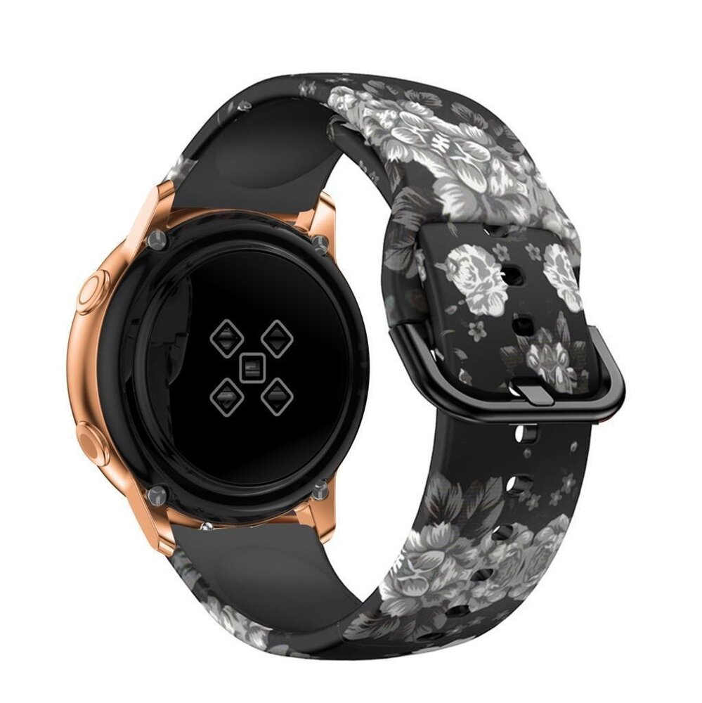 Strap-it Strap-it Samsung Galaxy Watch 4 40mm Strap Grey Flowers Strap-it Strap-it Samsung Galaxy Watch 4 40mm Strap Grey Flowers