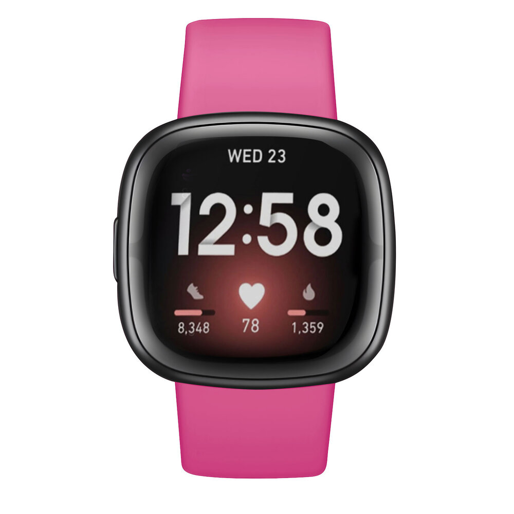 Strap-it Strap-it Fitbit Versa 4 Silicone Strap Classic (Bright Pink)