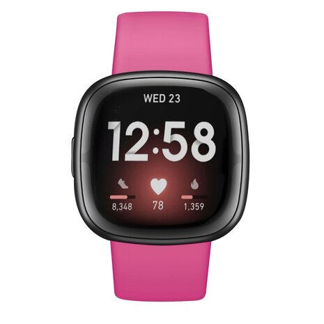 Strap-it Strap-it Fitbit Sense Silicone Strap Classic (Bright Pink)