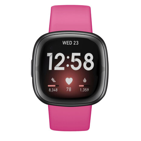 Strap-it Strap-it Fitbit Sense 2 Silicone Strap Classic (Bright Pink)