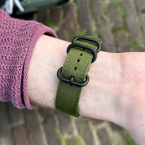 Green Woven Fabric Nylon Military Watch Strap