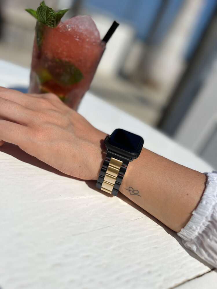 Apple Watch Steel Strap Black Gold