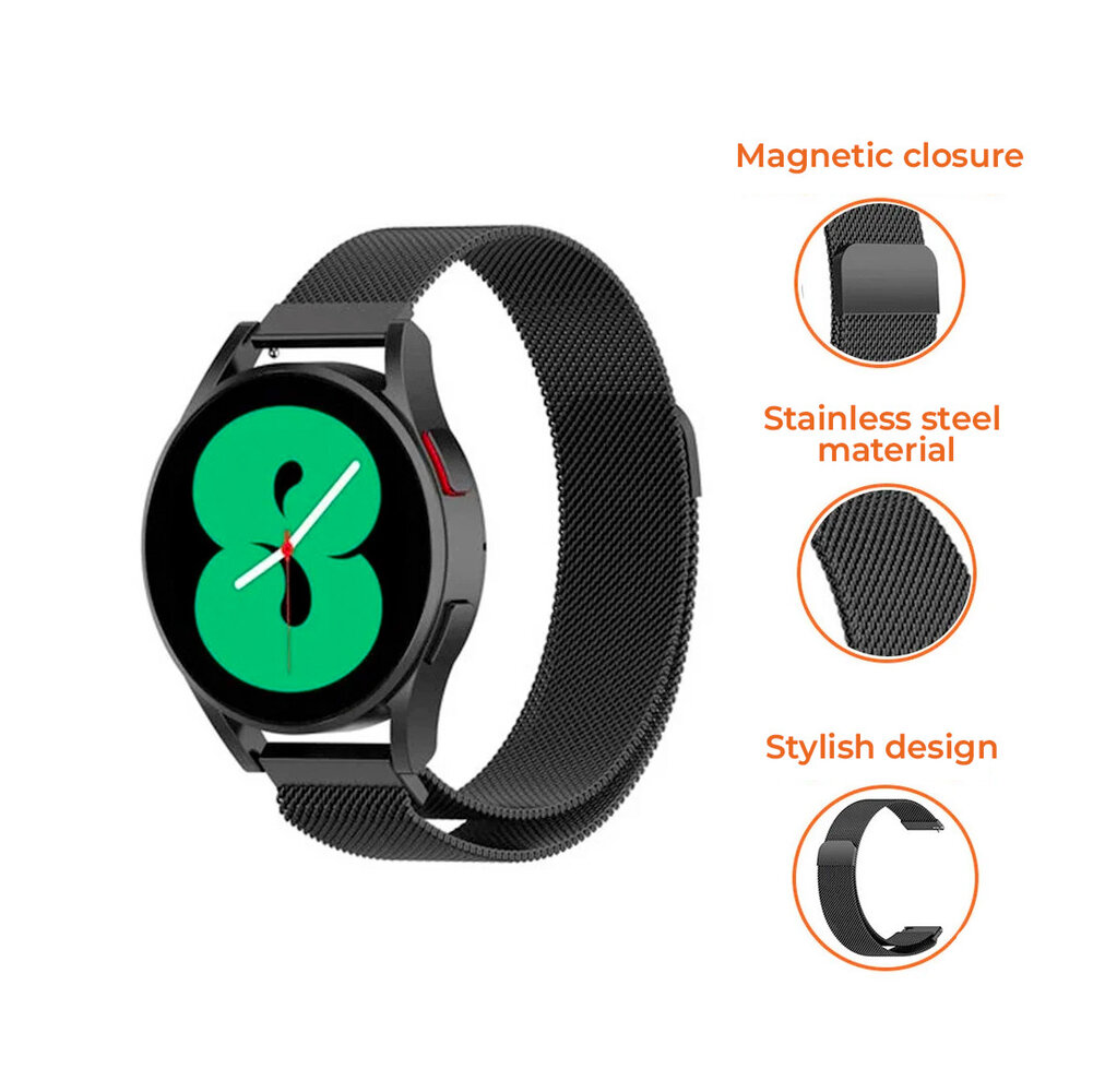 Strap-it Strap-it Samsung Galaxy Watch 4 40mm Milanese Strap (Black) Strap-it Strap-it Samsung Galaxy Watch 4 40mm Milanese Strap (Black)