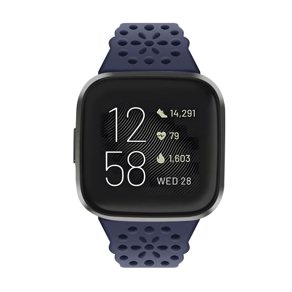 Strap-it Strap-it Fitbit Versa 4 Patterned Silicone Strap (Dark Blue)