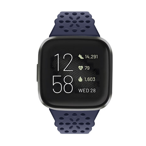 Strap-it Strap-it Fitbit Versa 4 Patterned Silicone Strap (Dark Blue)
