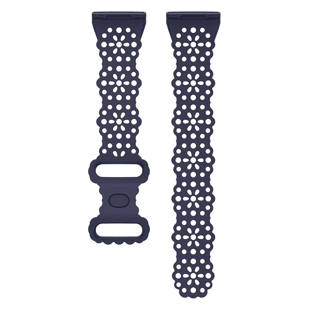 Strap-it Strap-it Fitbit Versa 4 Patterned Silicone Strap (Dark Blue)